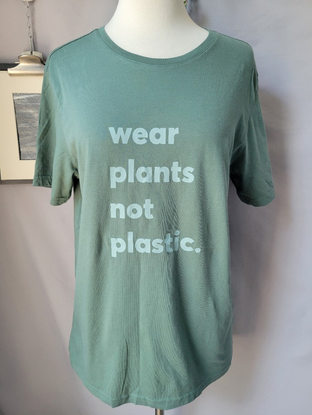 Pact Short Sleeve Graphic Tee Green Wear Plants Not Plastic M - Picture 1 of 11